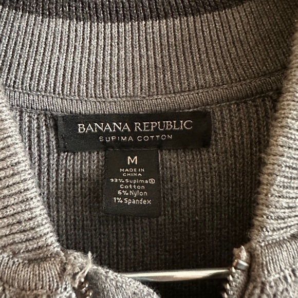 Banana Republic Men’s Supima Cotton Bomber Sweater Jacket - Grey - Medium (M) - Picture 5 of 5
